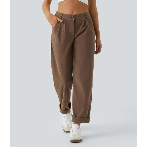 NWT Halara Mid Rise Zipper Pocket Corduroy Casual Pants - Size Medium - Picture 3 of 3